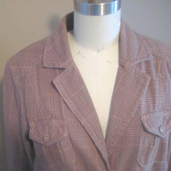 Vintage Cecil Plaid Blazer with Elbow Patches - Picture 7 of 12